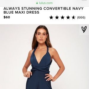 Lulus Convertible maxi dress in navy blue size S